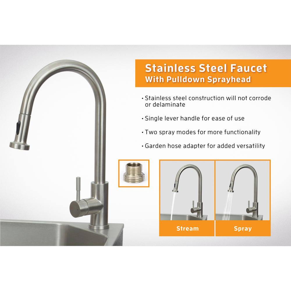 28" Stainless Steel Freestanding Utility Sink with Faucet and Drainboard