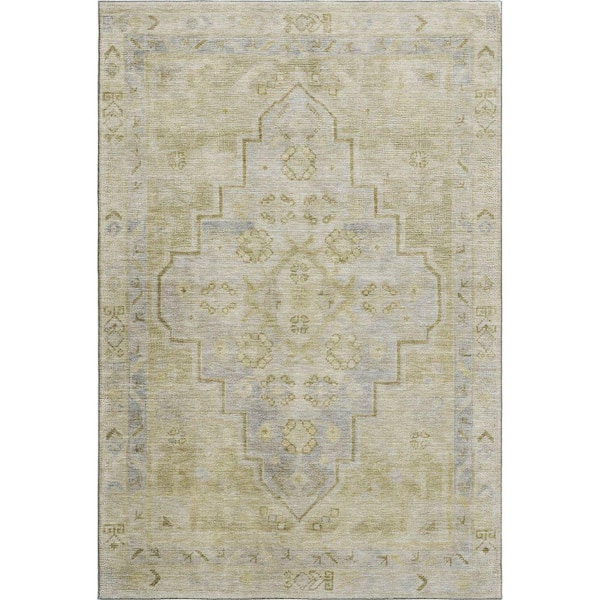 Mayfield Premium Machine Washable Abstract AMF1918 Gold 10 ft. x 14 ft. Area Rug