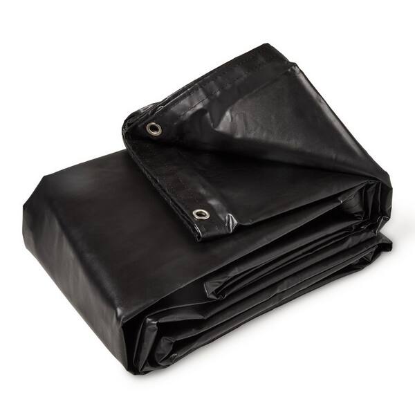 TarpsNow 20 ft. x 20 ft. Black 20 Mil 18 oz. Heavy Duty Vinyl