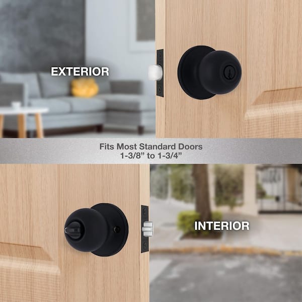 Defiant Ball Matte Black Keyed Entry Door Knob TWX900B - The Home