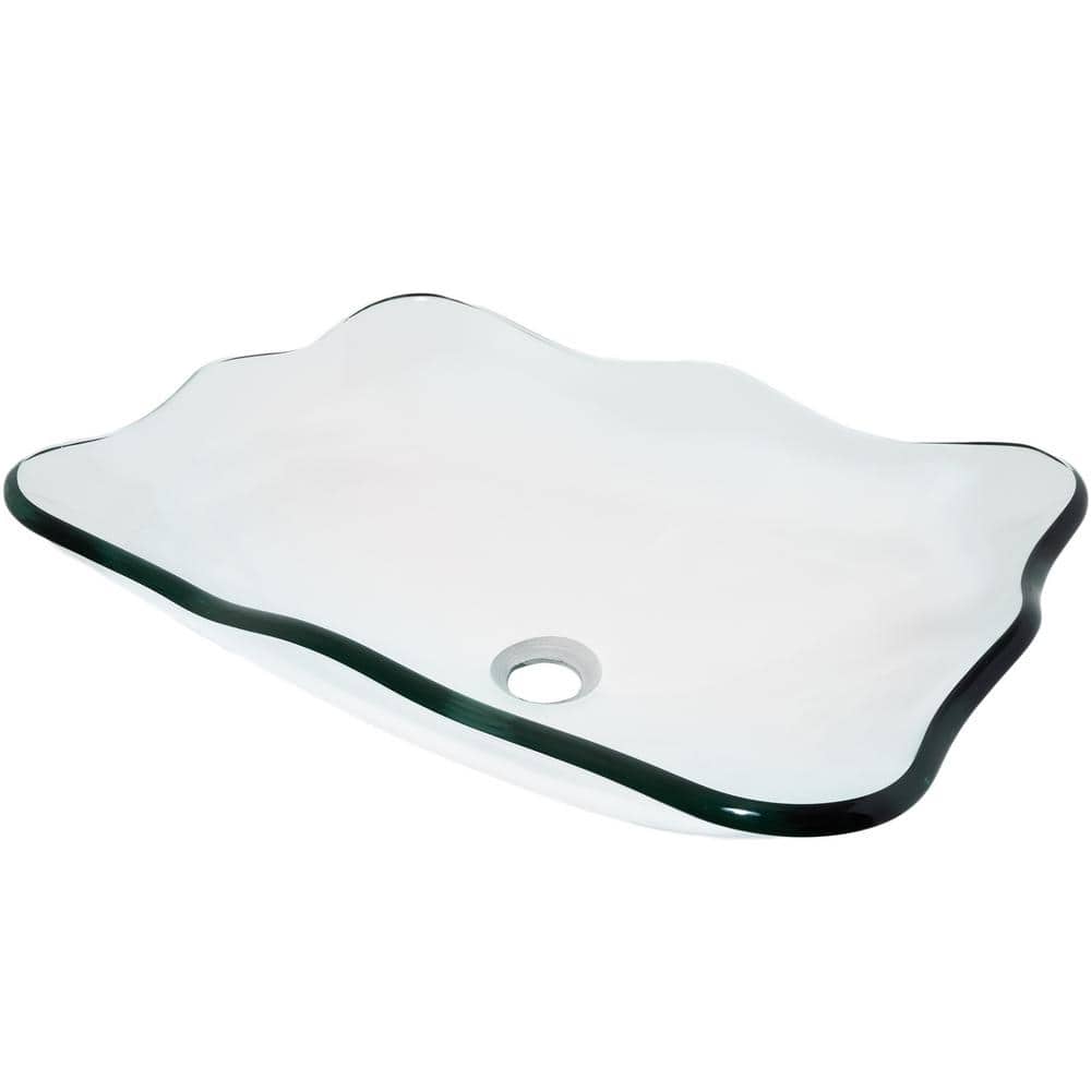 Elegante Clear Fluted Glass Above-Counter Vessel Sink