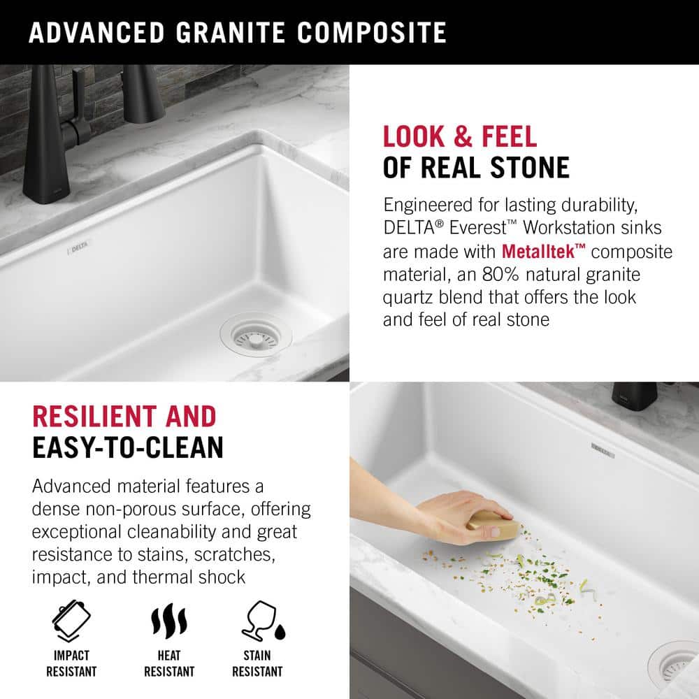 White Granite Composite Drop-in Workstation Kitchen Sink