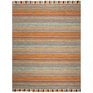 Montauk Turquoise/Brown 8 ft. x 10 ft. Striped Area Rug