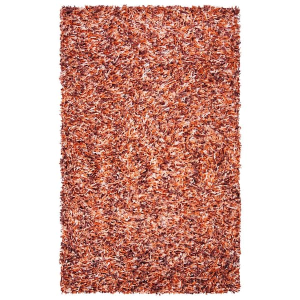 SAFAVIEH Rio Shag Rust/Ivory 5 ft. x 8 ft. Solid Area Rug