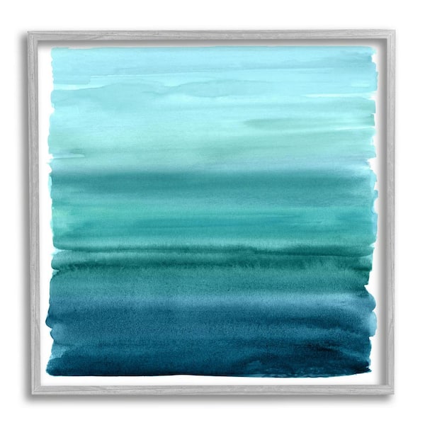 The Stupell Home Decor Collection Gradient Turquoise Brushed Composition Design by Allie Corbin Framed Abstract Art Print 17 in. x 17 in.