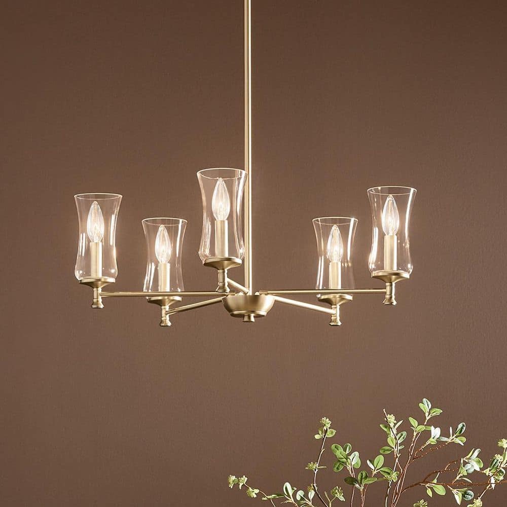 KICHLER Taresa 5-Light Chandelier with Clear Glass in Champagne Bronze ...