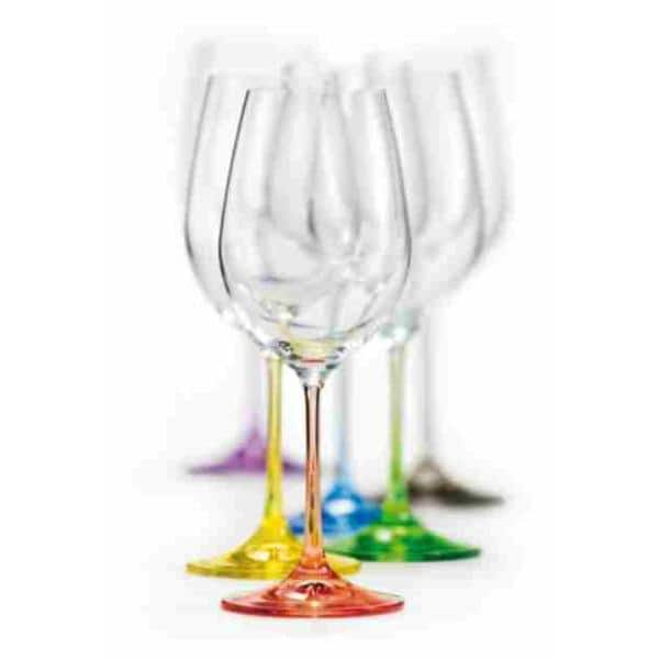 Rainbow Stem 12 oz Lead-Free Crystal Wine Glass Set