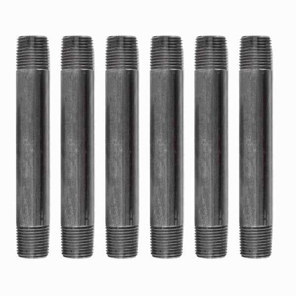 PIPE DECOR 3/8 in. x 5-1/2 in. Black Steel Nipple (6-Pack)