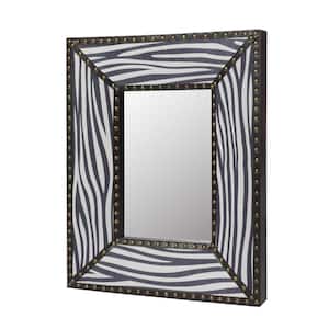 21 in. W x 26 in. H Mordern Rectangular PU Covered Wood Framed for Wall Decorative Bathroom Vanity Mirror in White Zebra