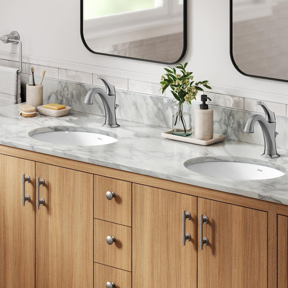 Elavo White Oval Ceramic Undermount Bathroom Sink with Overflow