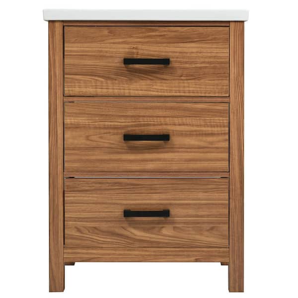 Xspracer Victoria 24 in. W x 18 in. D x 34 in. H Freestanding Single Sink Modern Bath Vanity in Wood with White Countertop