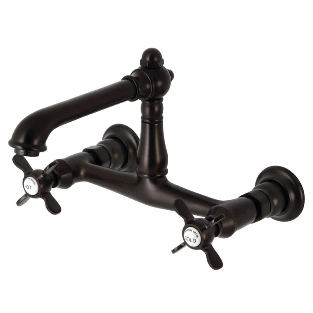 Kingston Brass Essex 2-Handle Wall-Mount Bathroom Faucets in Oil Rubbed ...