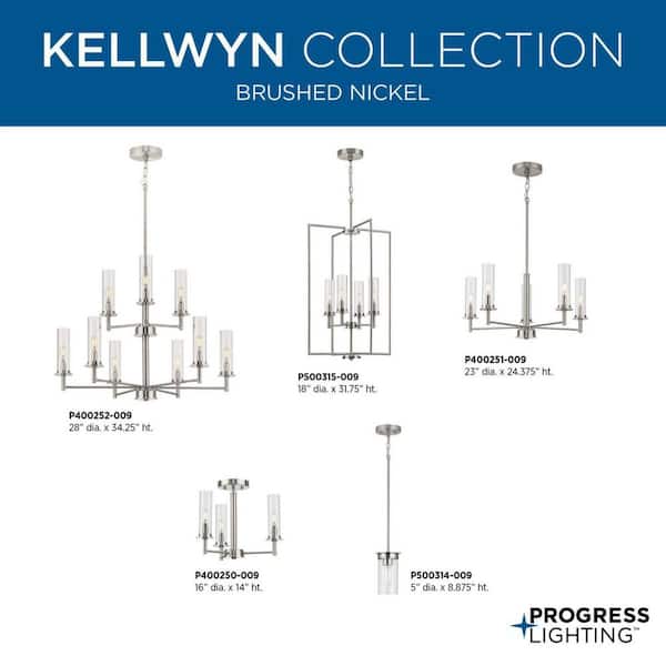 Progress Lighting Kellwyn 9-Light Brushed Nickel Transitional Chandelier