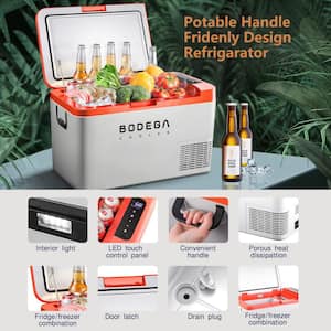 27 qt. 0.92 cu. ft. Portable 12-Volt Electric Cooler Outdoor Refrigerator and Freezer in White