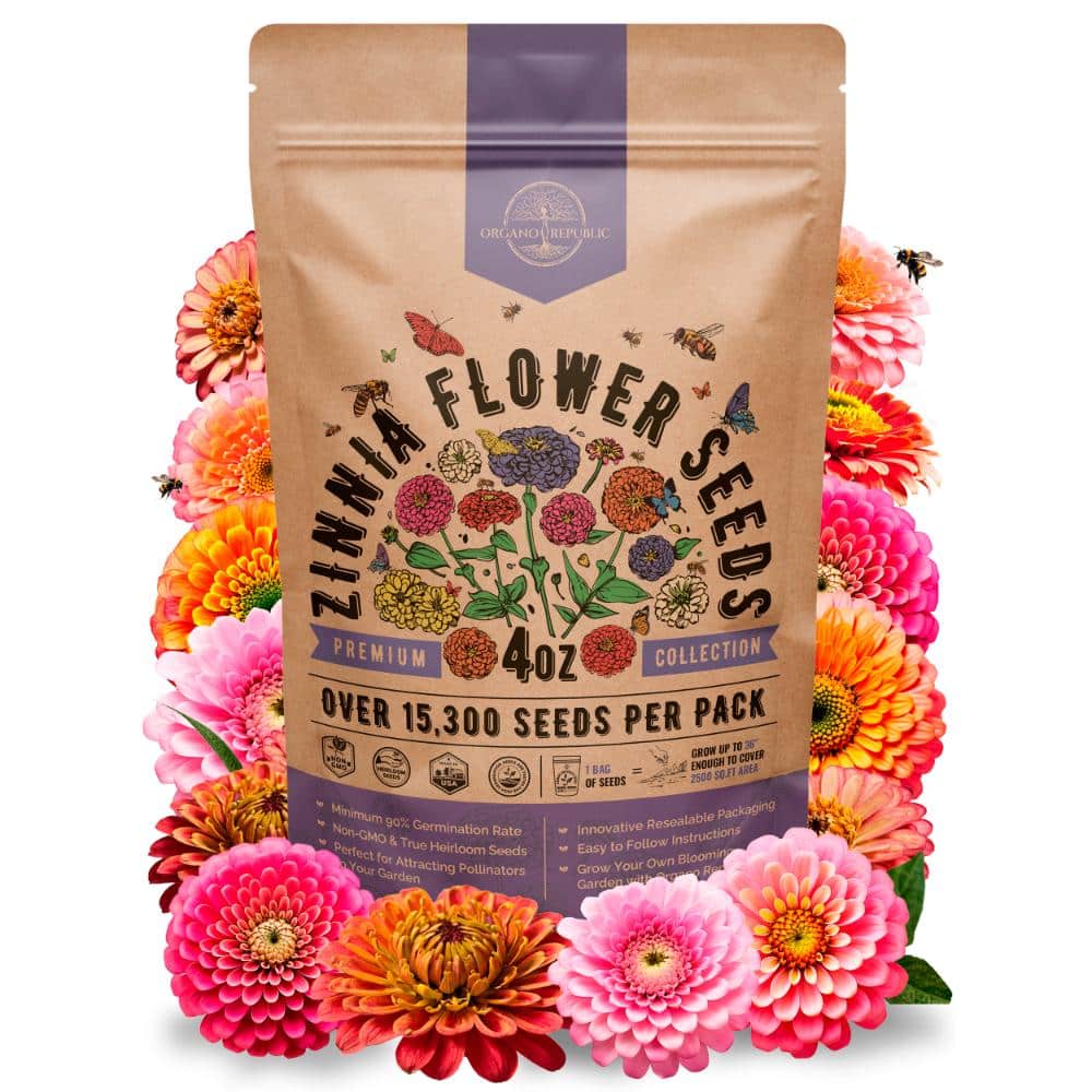 Zinnia Flower Seeds 4 oz - 15,300+ Non-GMO Heirloom Seeds for Planting Annual Flowers in Individual Seed Packet price history on PriceWatchPro