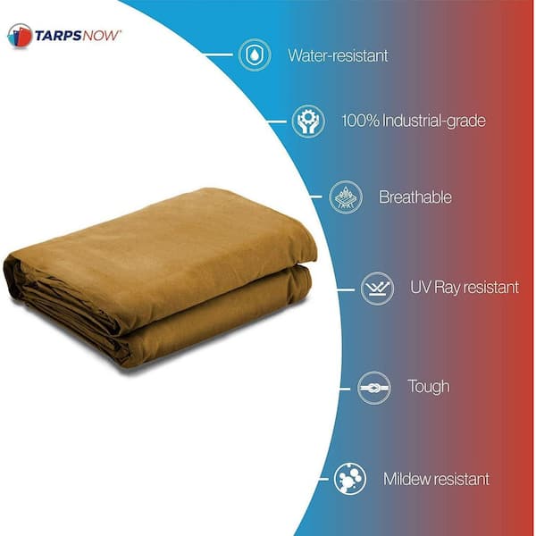TarpsNow 10 ft. x 10 ft. Tan 18 Mil Heavy Duty Industrial Grade