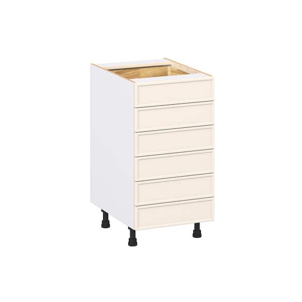 J COLLECTION Fairview 18 in. Wx24 in. D x 34.5 in. H Assembled Slim Shaker Drawer Base Kitchen Cabinet in Washed Linen with 6-Drawers