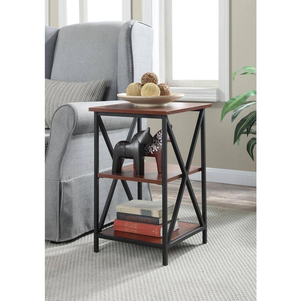 Contemporary Tucson 16'' Black & Cherry 3-Tier End Table