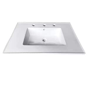 Continental 25 in. W x 22 in. D Ceramic Vanity Top with 8 in. 3-Hole in White with Single Basin