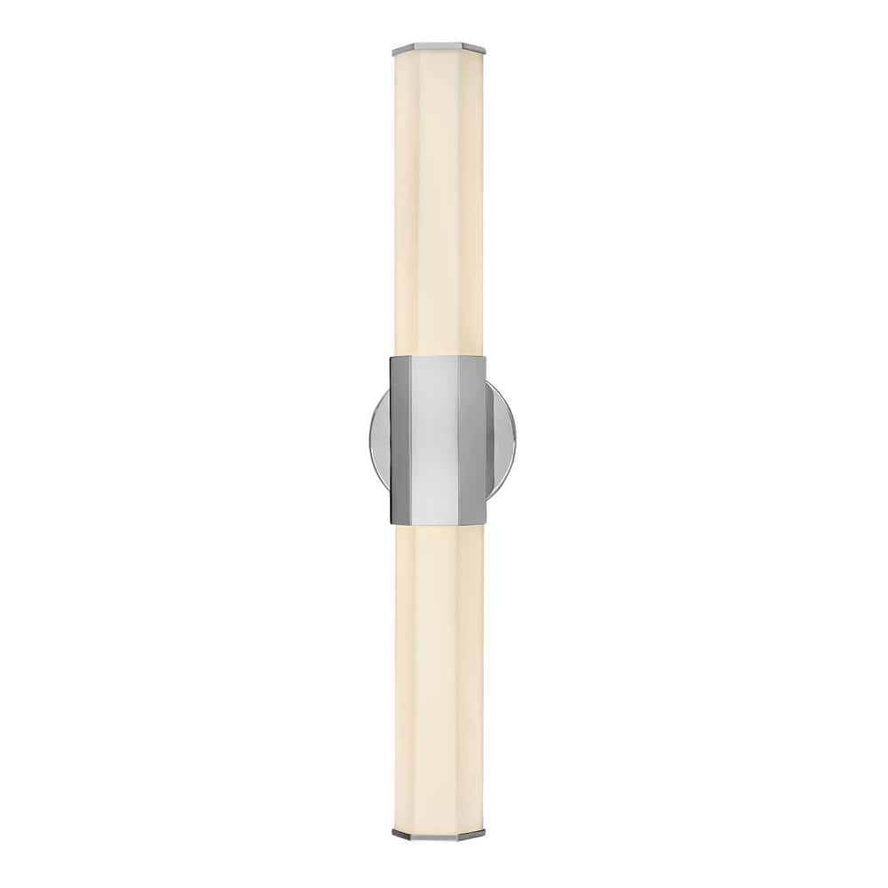 Polished Nickel Cylinder Outdoor Wall Light with Etched Glass