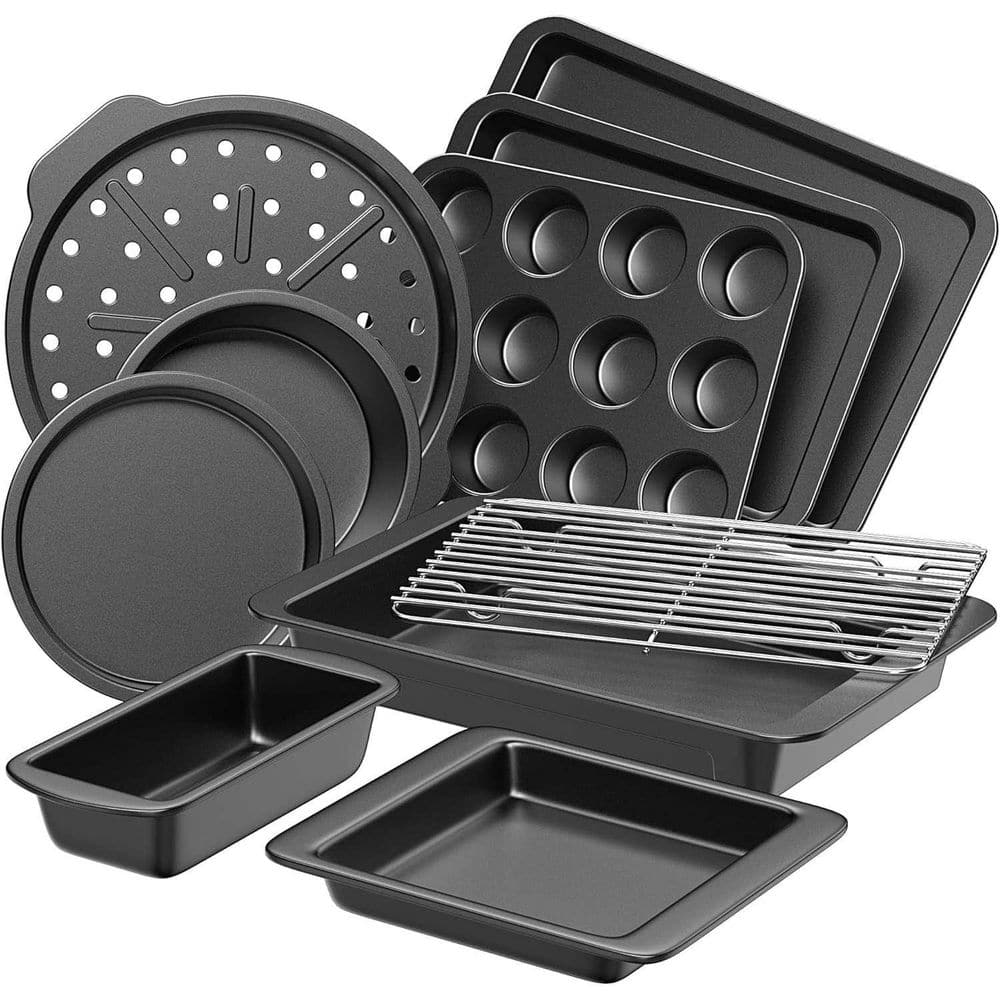 Wudkey 10-Piece Carbon Steel Nonstick Bakeware Set with Cooling Rack ...
