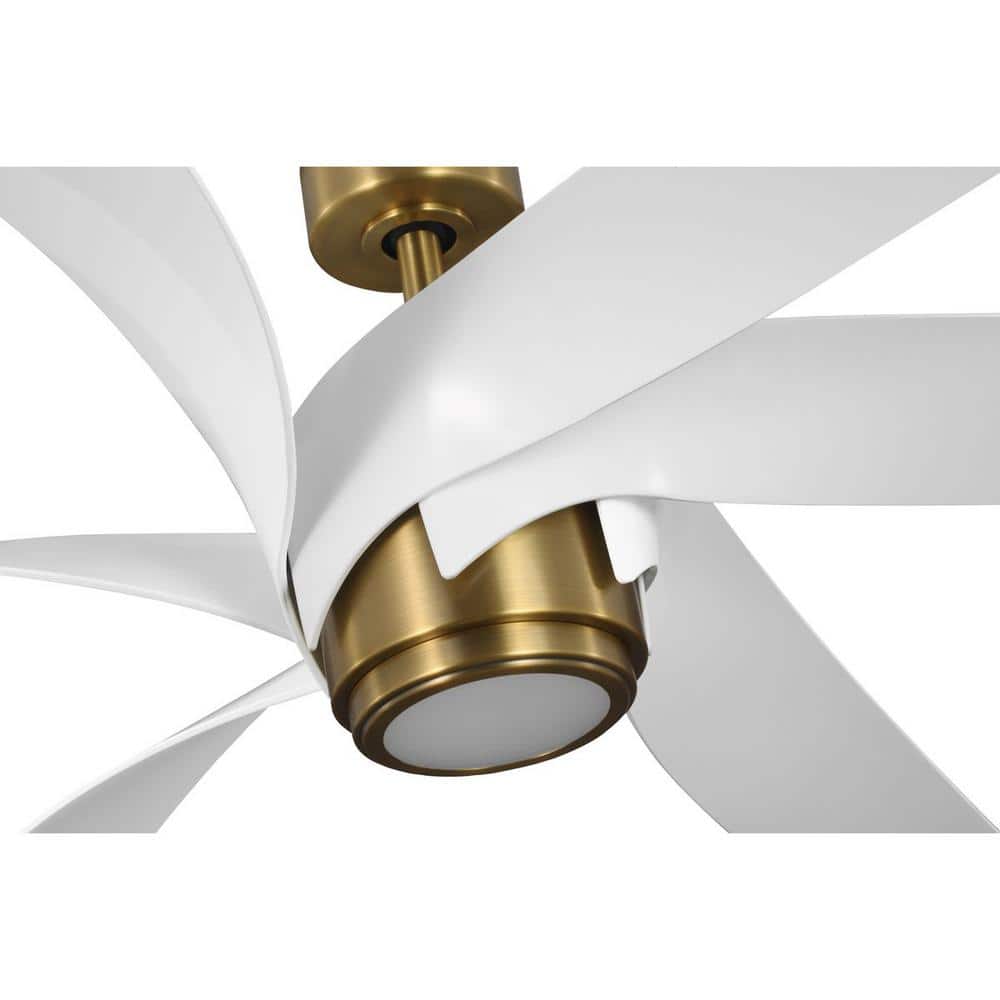 Insigna 72'' Brass and White 6-Blade LED Ceiling Fan with Remote