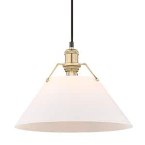 Orwell 1-Light Brushed Champagne Bronze Standard Pendant Light with Opal Glass Shade