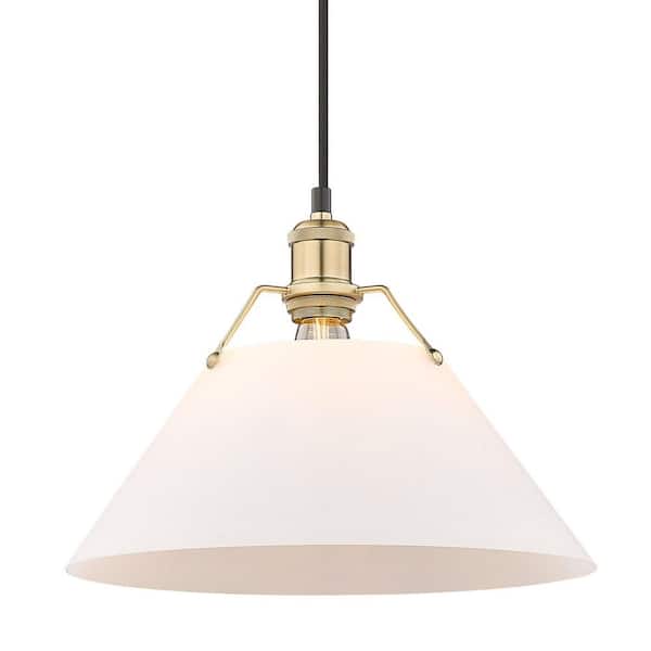 Golden Lighting Orwell 1-Light Brushed Champagne Bronze Standard Pendant Light with Opal Glass Shade