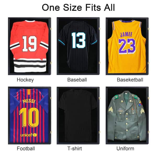 Jersey Display Frame Case Large Frames Shadow Box Lockable with UV  Protection Acrylic Hanger and Wall Mount Option for Baseball Basketball  Football Soccer Hockey Sport Shirt Black Finish 
