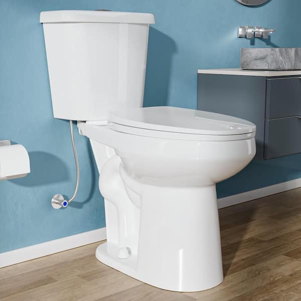 21 in Extra Tall Elongated Bowl Dual Flush Toilet 1.1/1.6 GPF in White 2 Piece Toilet with Map Flush 1000g and Seat