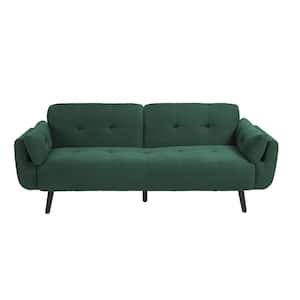 75.1 in. W Green Modern Polyester Upholstered Convertible Folding Futon Sleeper Couch Sofa Bed