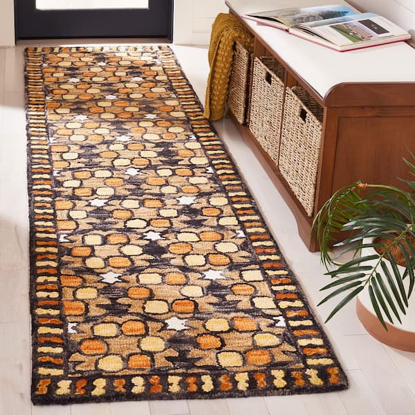 Aspen 2 ft. x 9 ft. Light Yellow/Orange Garden Tile Runner Rug