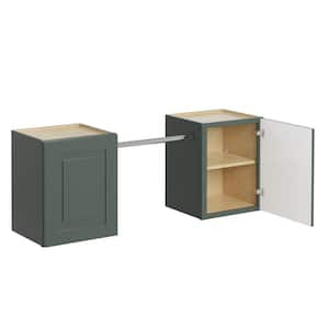 Greenwich Aspen Green 23 in. H x 58 in. W x 12 in. D Plywood Laundry Room Wall Cabinet and Pole ext. 76 in. w/ 2 Shelves