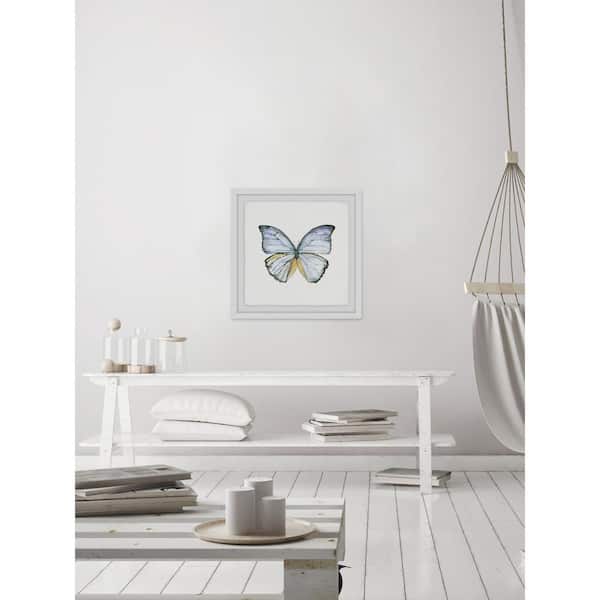 Unbranded 40 in. H x 40 in. W "Blue Lace Wings" by Marmont Hill Framed Printed Wall Art