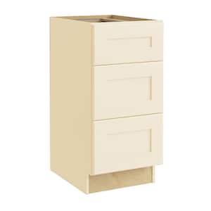 Newport Cream Painted Plywood Shaker Assembled Drawer Base Kitchen Cabinet 3 Drawer Sft Cl 12 in W x 21 in D x 34.5 in H