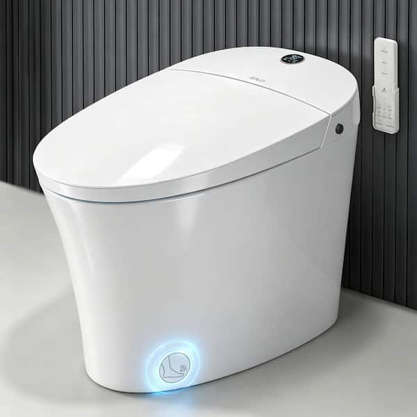Elongated Smart Toilet 1.1/1.6 GPF in White with 1000g Power Flush and Foam Shield Splash,Auto Open/Close, ADA-Compliant