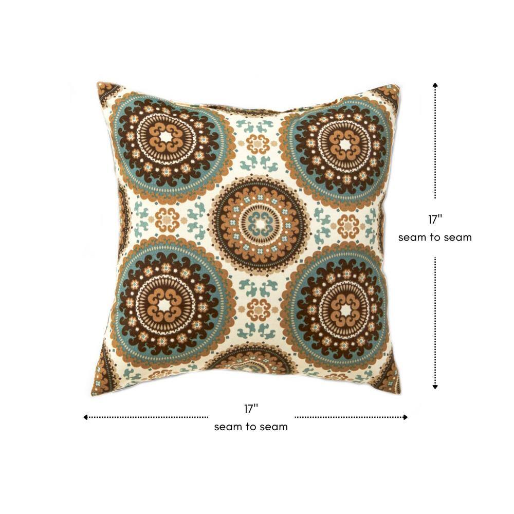 Spray Blue Geometric Square Outdoor Accent Pillows, Set of 2