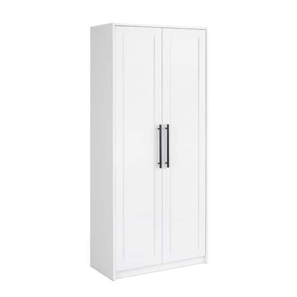Prepac Elite Premium Home 16 in. D x 32 in. W x 72 in. H White Storage Cabinet with Panel Doors