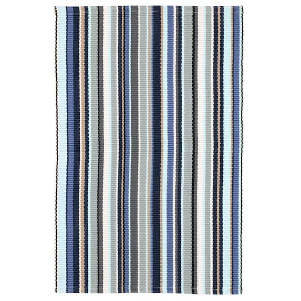 Westbrook Stripe Handwoven Blue 3 ft. x 8 ft. Outdoor Runner Rug