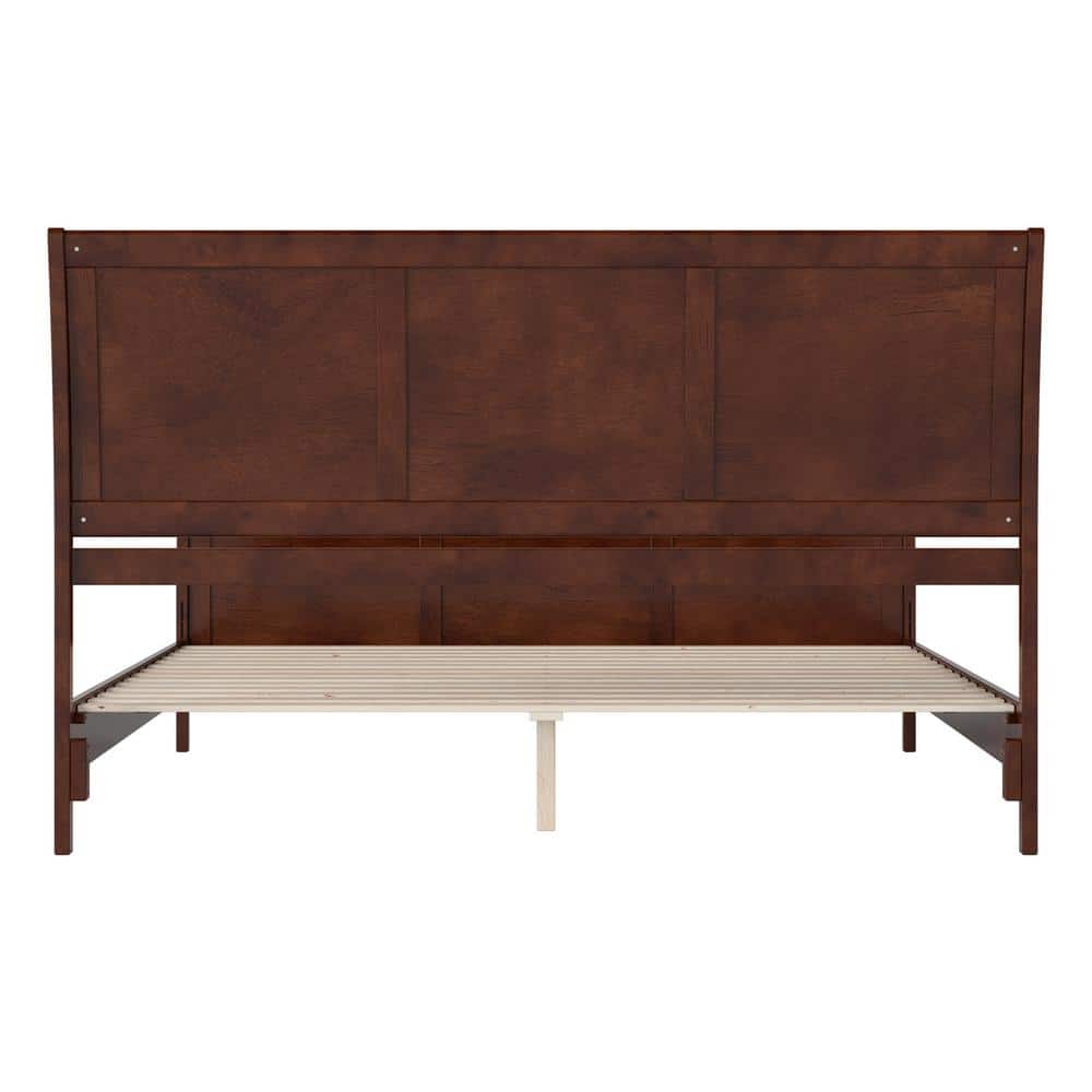 Valencia Walnut King Sleigh Platform Bed with Wood Headboard