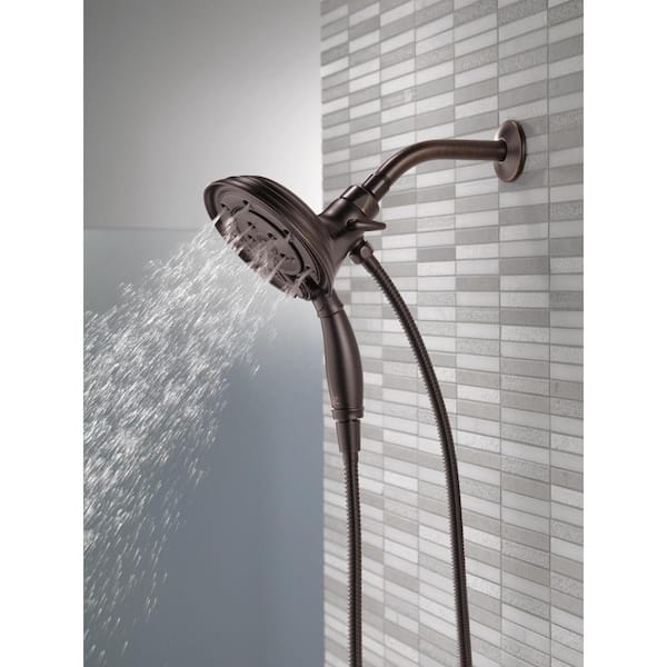 Delta 58471-SS-PK H2Okinetic Technology In2ition 4-Setting Two-in-One Hand shower Shower Head, Stainless Delta Faucet 4-Spray H2Okinetic In2ition 2-in-1 Dual Hand Held