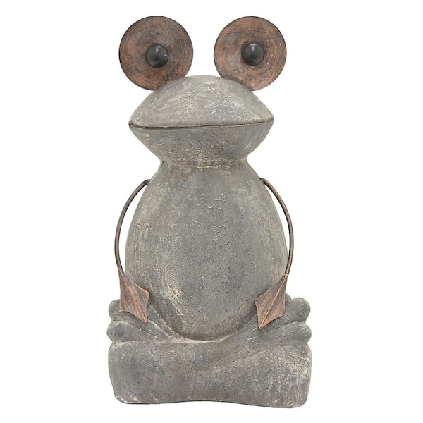 THREE HANDS 10.25 in. x 8.75 in. Frog Figurine in Gray