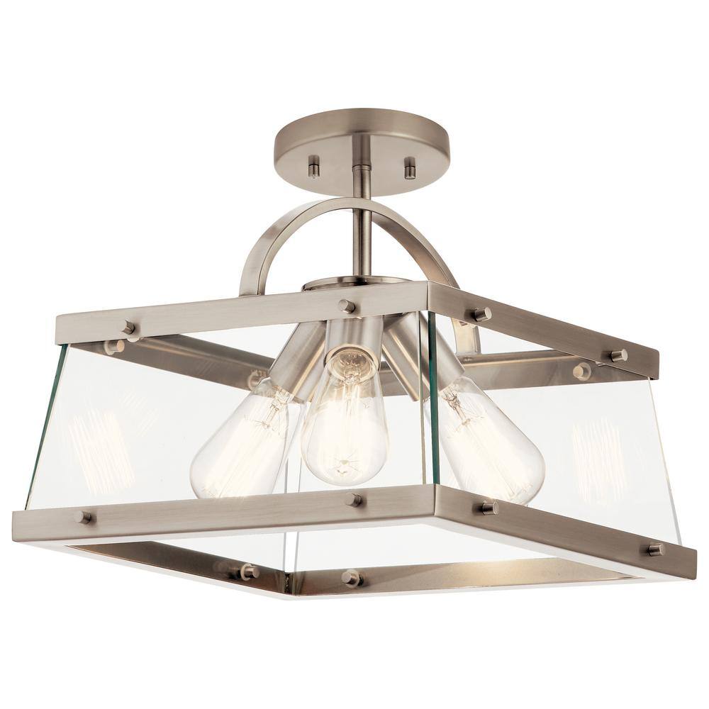 Darton 13.75" 3-Light Convertible Pendant with Clear Glass and Pewter Finish