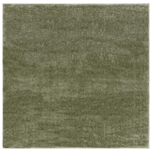 Tahoe Shag 7 ft. x 7 ft. Square Sage Modern Solid Area Rug