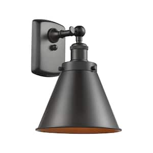 Appalachian 7 in. 1-Light Oil Rubbed Bronze Wall Sconce with Oil Rubbed Bronze Metal Shade