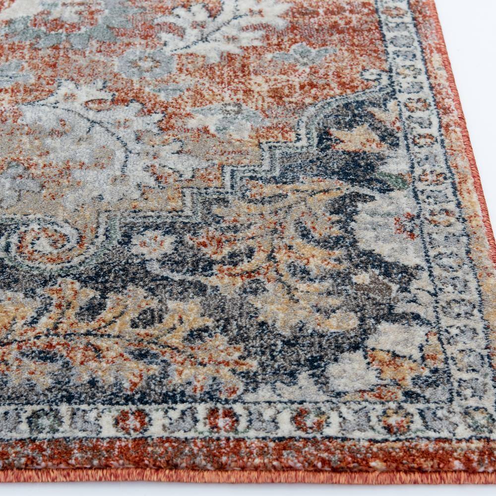 Blue and Taupe 2' x 3' Oriental Synthetic Area Rug
