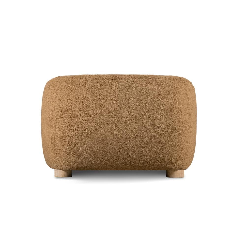 Waxley Brown Boucle Barrel Accent Chair with Wooden Legs