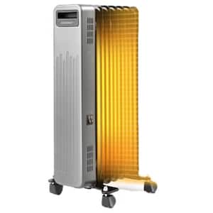 1500-Watt Portable Oil-Filled Radiator Heater Radiant Space Heater with 7 Heating Fins, 3 Heat Setting Handle and Wheels