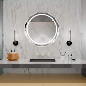 30 in. W x 30 in. H Round Frameless with 3-Color and Anti-Fog Wall Mount LED Lighted Bathroom Vanity Mirror