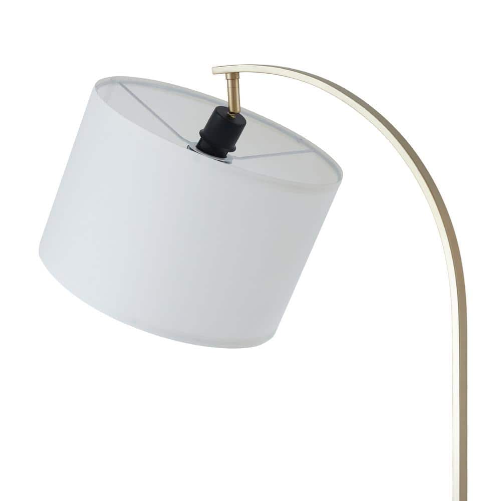 Danna 65" White and Black Arc Floor Lamp with Table and USB Port